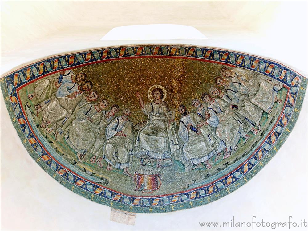 Milan (Italy) - Mosaic of Christ among the apostles in the chapel of Sant Aquilino in the Basilica of San Lorenzo Maggiore